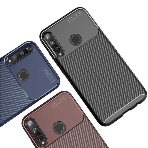 Huawei P40 Lite E Kılıf Karbon Silikon Case - 3