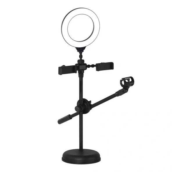 Ring Light Youtuber Tictok Makyaj Işıklı Telefon Tutucu Dual Small 9cm 4in1 Siyah - 5
