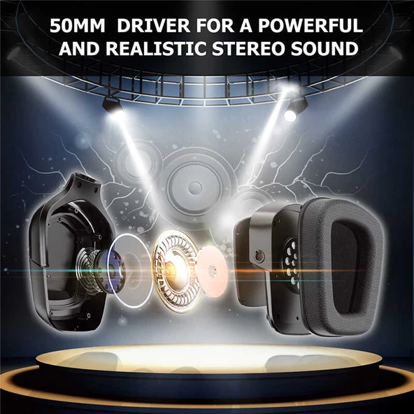 RGB Işıklı Oyuncu Kulaklığı Kulaküstü Onikuma K20 RGB 3.5mm - 5