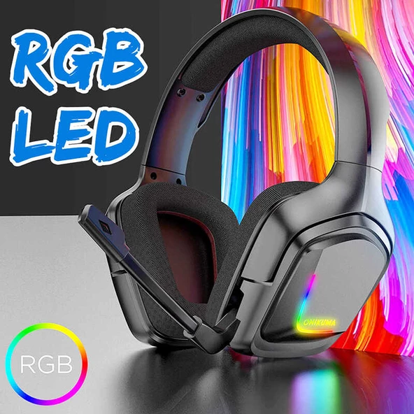 RGB Işıklı Oyuncu Kulaklığı Kulaküstü Onikuma K20 RGB 3.5mm - 8