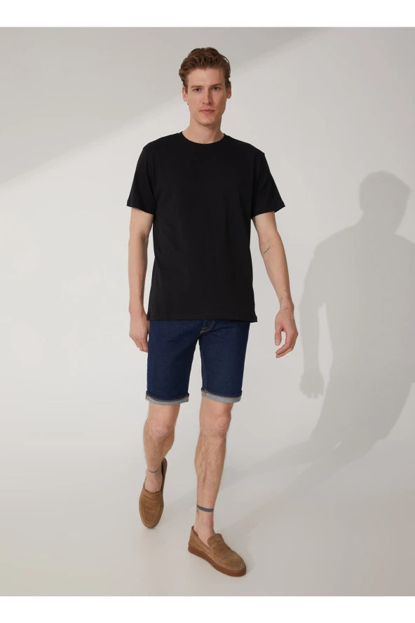 O Yaka Düz Siyah Erkek T-shirt Ts1014000281 - Resim 2