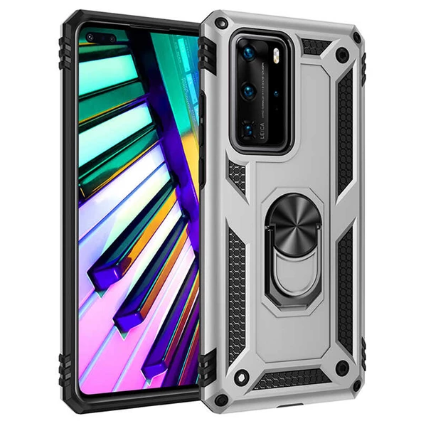 Huawei P40 Pro Kılıf Yüzüklü Zırh Tank Vega