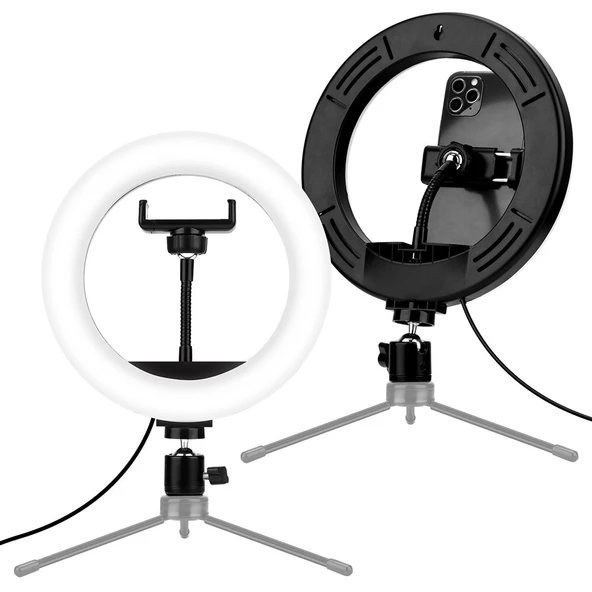 Ring Light Youtuber Tictok Makyaj Işıklı Telefon Tutucu 20cm + 2.2m Tripod M20 - 7