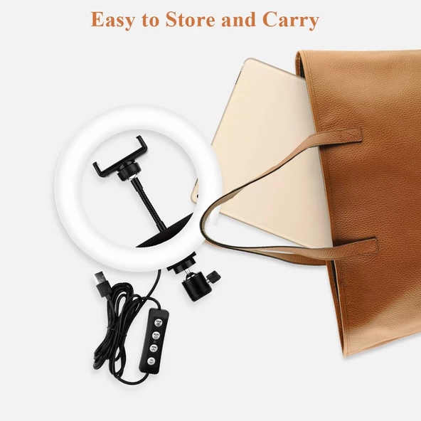 Ring Light Youtuber Tictok Makyaj Işıklı Telefon Tutucu 20cm + 2.2m Tripod M20 - 5