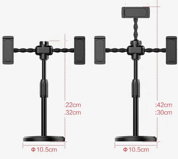 Teleskopik Masaüstü 3lü Tablet Telefon Tutucu Ayarlanır Katlanır Seviyeli Tutucu 08 - 3