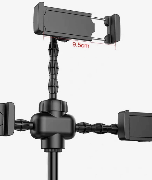 Teleskopik Masaüstü 3lü Tablet Telefon Tutucu Ayarlanır Katlanır Seviyeli Tutucu 08 - 4