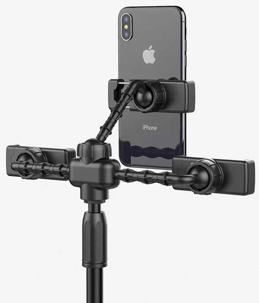 Teleskopik Masaüstü 3lü Tablet Telefon Tutucu Ayarlanır Katlanır Seviyeli Tutucu 08 - 6