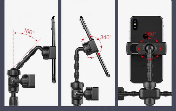 Teleskopik Masaüstü 3lü Tablet Telefon Tutucu Ayarlanır Katlanır Seviyeli Tutucu 08 - 5