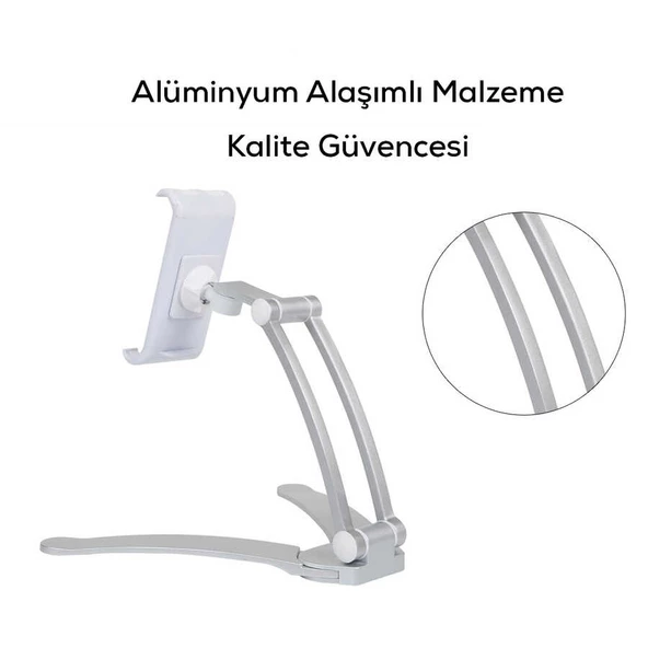 Tablet Telefon Tutucu Standı Teleskopik Duvar / Masa PB-41E - 6