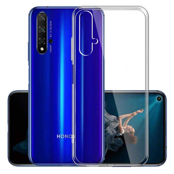 Huawei Nova 5T Kılıf Şeffaf Silikon Hibrit Case