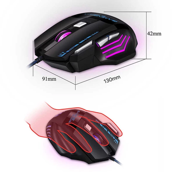 RGB Işıklı Oyuncu Mouse GM02 - 6
