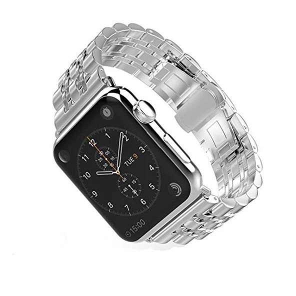 Apple Watch 7 8 45mm Kordon Şeritli Metal Kordon 14