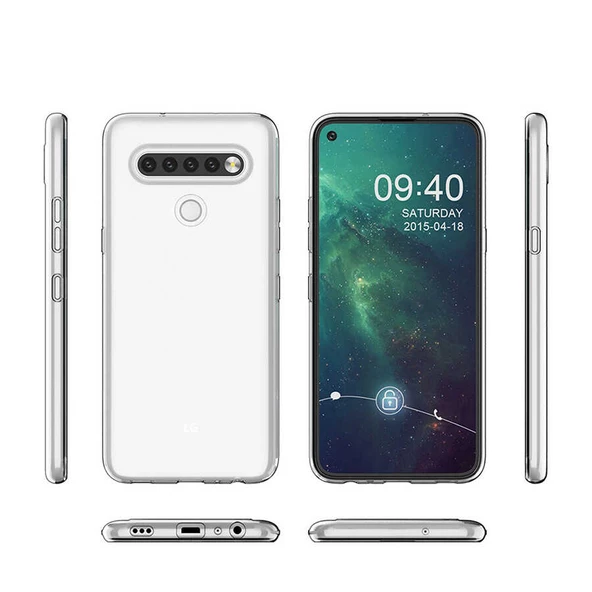 LG K61 Kılıf Şeffaf Silikon Hibrit Case