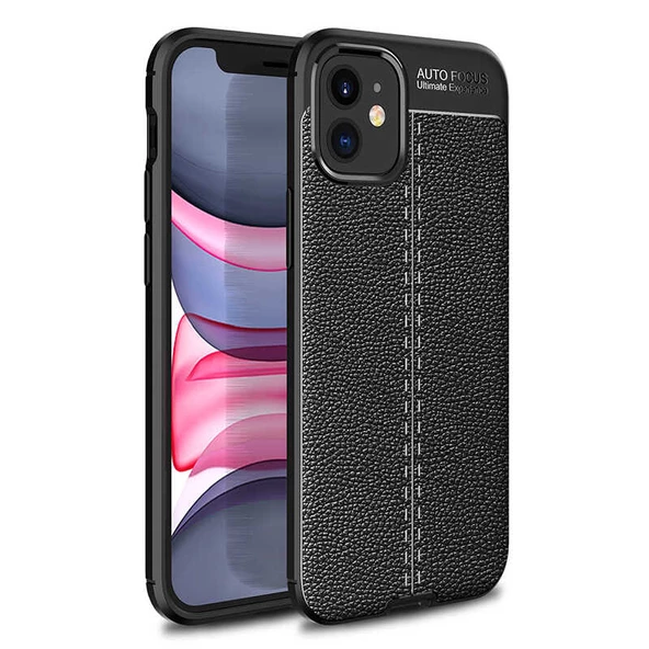 Apple iPhone 12 Kılıf Deri Tarzı Niss Silikon Case