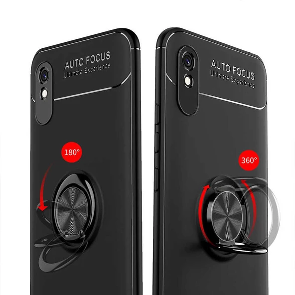 Xiaomi Redmi 9A Kılıf Yüzüklü Magnetli Ravel Case - 5
