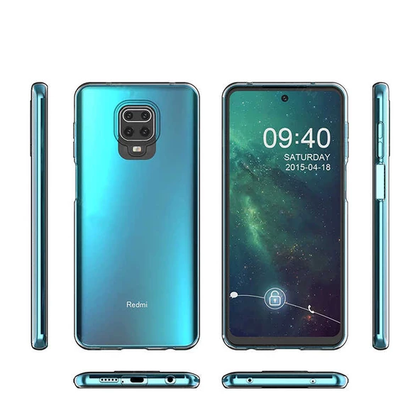 Xiaomi Redmi Note 9 Pro Kılıf Şeffaf Silikon Hibrit Case