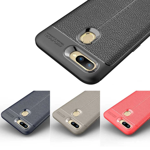Oppo A12 Kılıf Deri Tarzı Niss Silikon Case - 6