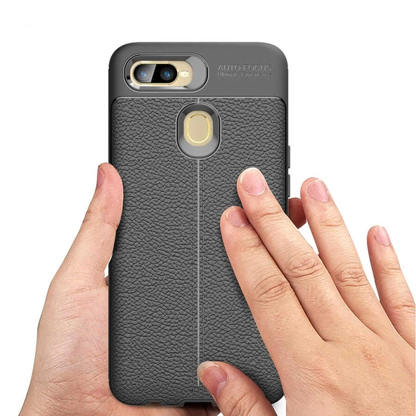 Oppo A12 Kılıf Deri Tarzı Niss Silikon Case - 9