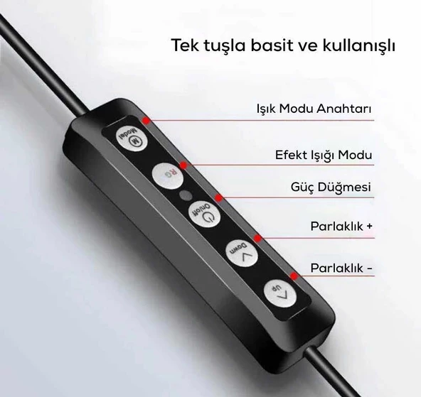 Ring Light Renk Değiştiren Gökkuşağı 33 cm 13 inç Çember 25W+ 2.2m Tripod Siyah - 8