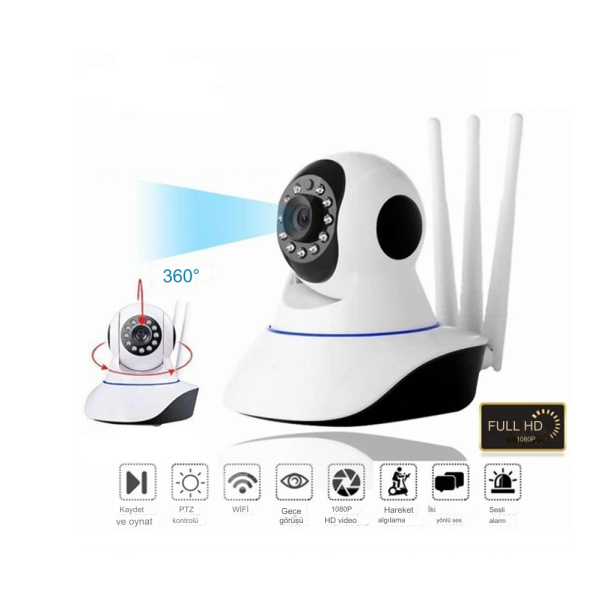 Kablosuz HD Bebek Ev Ofis Güvenlik Sensörlü Harekete Duyarlı Gece Görüşlü İç / Dış Mekan Kamera - 2