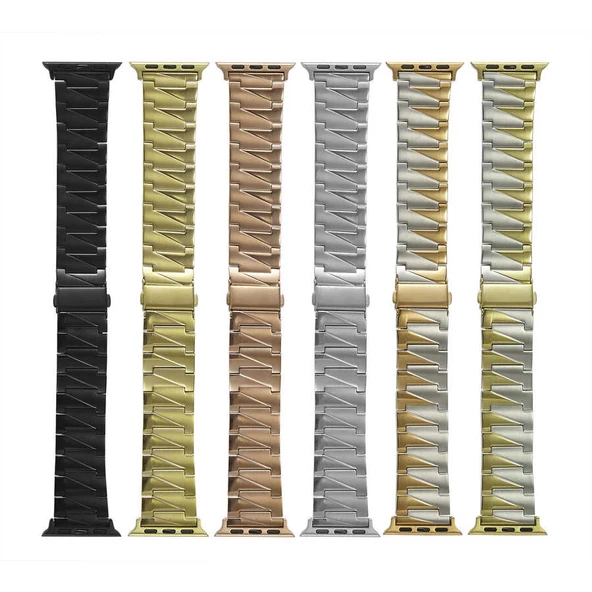 Apple Watch 7/8/9 45mm Kordon Z Model Metal Kordon - Resim 3