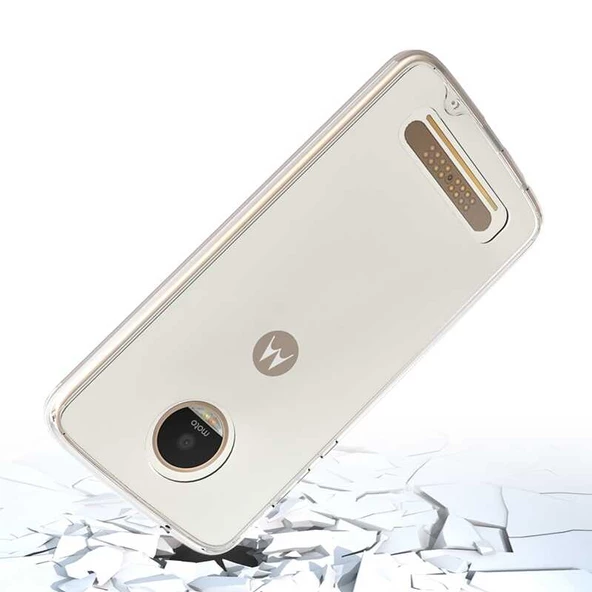 Lenovo Moto Z2 Play Kılıf Şeffaf Silikon Hibrit Case - 2