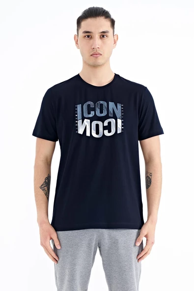 TOMMY LİFE Lacivert Yazı Baskılı O Yaka Standart Kalıp Erkek T-Shirt - 88174 - 2