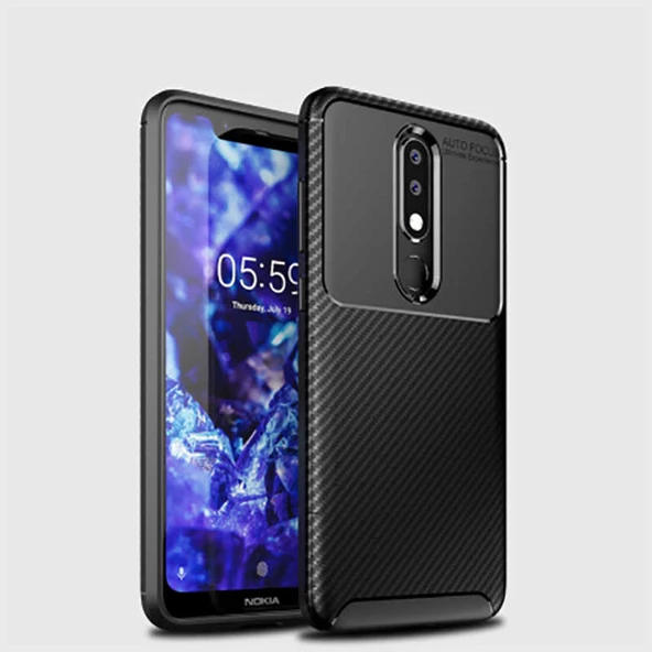 Nokia 5.1 Plus Kılıf Karbon Silikon Case