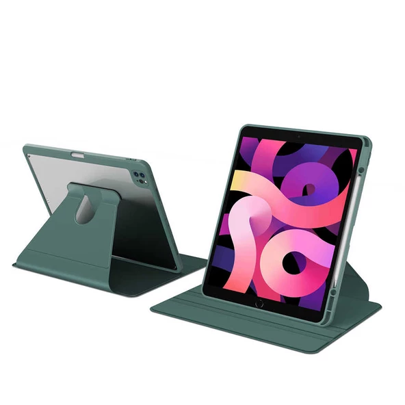 Apple iPad Air 4 10.9 Kılıf Şeffaf Dönebilen Kalem Bölmeli A2072 A2316 A2324 A2325 - 5