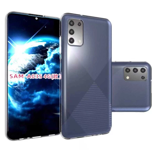 Samsung Galaxy A03S Kılıf Şeffaf Silikon Hibrit Case