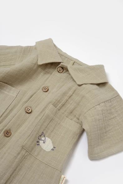 Bebek Kısa Kollu Tulum, %100 Pamuk, Bebek ve Yenidoğan Serisi - CSYM7040 - 5