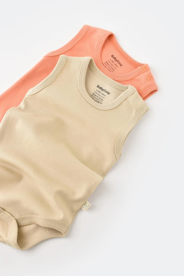 Bebek 2 Parça Kolsuz Body, %100 Organik Pamuk, Bebek ve Yenidoğan Serisi, Hastane Çıkışı Seti  - CSY3019 - 2