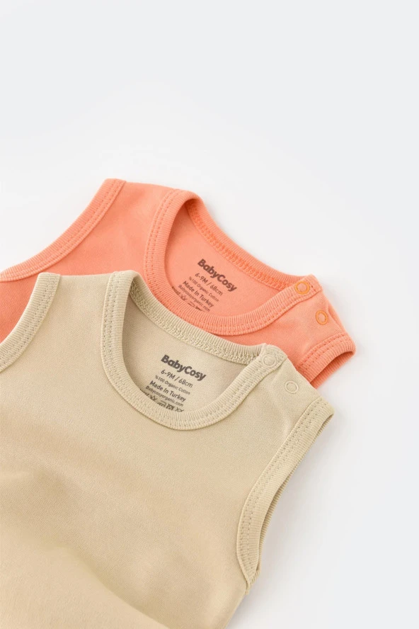 Bebek 2 Parça Kolsuz Body, %100 Organik Pamuk, Bebek ve Yenidoğan Serisi, Hastane Çıkışı Seti  - CSY3019 - 3