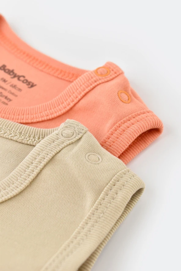 Bebek 2 Parça Kolsuz Body, %100 Organik Pamuk, Bebek ve Yenidoğan Serisi, Hastane Çıkışı Seti  - CSY3019 - 4