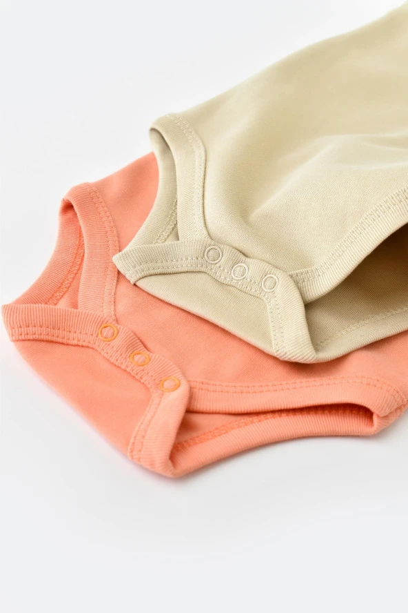 Bebek 2 Parça Kolsuz Body, %100 Organik Pamuk, Bebek ve Yenidoğan Serisi, Hastane Çıkışı Seti  - CSY3019 - 5