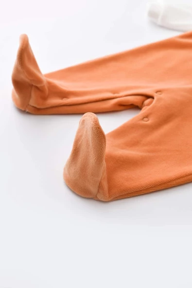 Bebek Teddy Kadife Ayaklı Tulum, %80 Organik Pamuk, Bebek ve Yenidoğan Serisi - CSYK6012 - 3