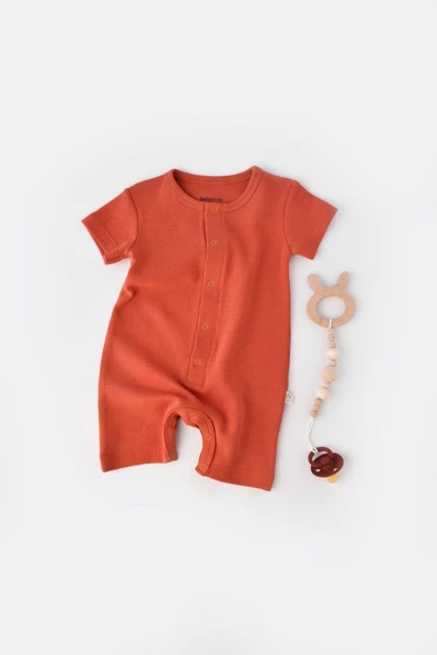 Bebek Şort Kollu Tulum, %100 Organik Pamuk, Bebek ve Yenidoğan Serisi - CSYW1015