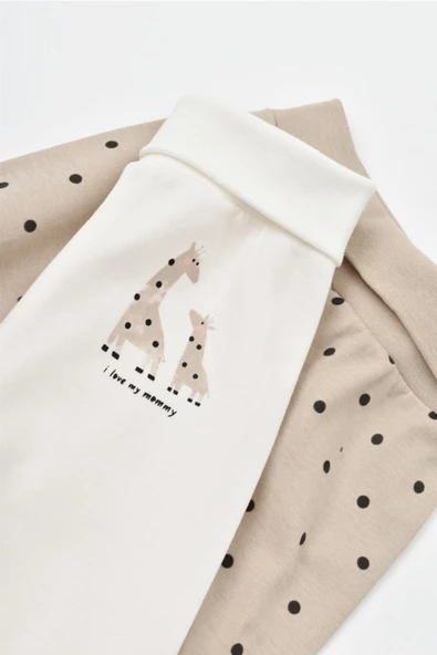 Bebek 2'li Patikli Pantolon, %100 Organik Pamuk, Bebek ve Yenidoğan Serisi - CSY5627 - 4