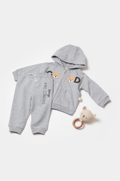 Bebek Kapüşonlu Ceket ve Pantolon Takımı, %100 Organik Pamuk, Bebek ve Yenidoğan Serisi - CSY8004