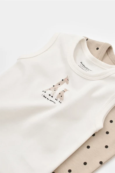 Bebek 2 Parça Kolsuz Body, %100 Organik Pamuk, Bebek ve Yenidoğan Serisi - CSY5705 - 6