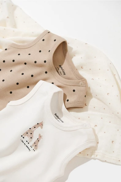 Bebek 2 Parça Kolsuz Body, %100 Organik Pamuk, Bebek ve Yenidoğan Serisi - CSY5705 - 2