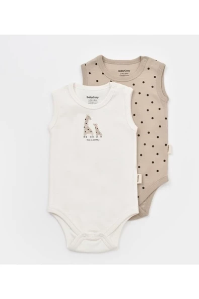 Bebek 2 Parça Kolsuz Body, %100 Organik Pamuk, Bebek ve Yenidoğan Serisi - CSY5705 - 3