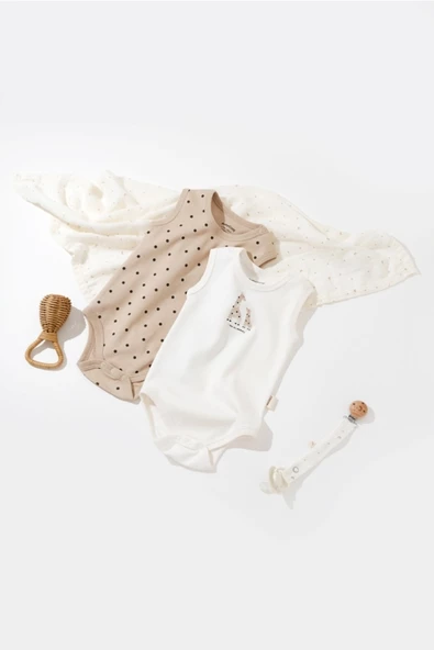 Bebek 2 Parça Kolsuz Body, %100 Organik Pamuk, Bebek ve Yenidoğan Serisi - CSY5705