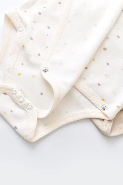 Bebek 2 Parça Kruvaze Body, %100 Organik Pamuk, Bebek ve Yenidoğan Serisi - CSY5756 - 3