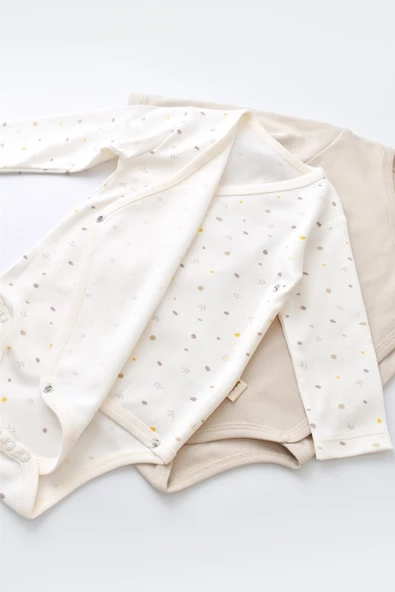 Bebek 2 Parça Kruvaze Body, %100 Organik Pamuk, Bebek ve Yenidoğan Serisi - CSY5756 - 2