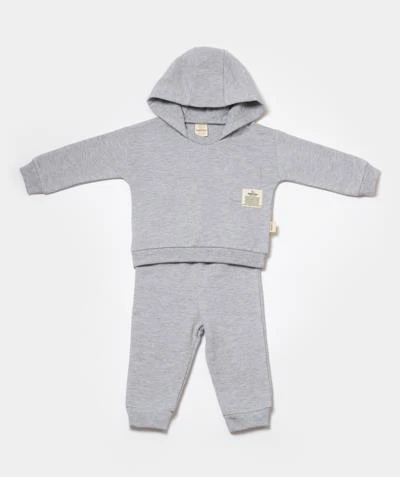 Bebek Kapüşonlu Sweatshirt ve Pantolon Seti, %100 Organik Pamuk, Bebek ve Yenidoğan Serisi - CSY8000 - 3