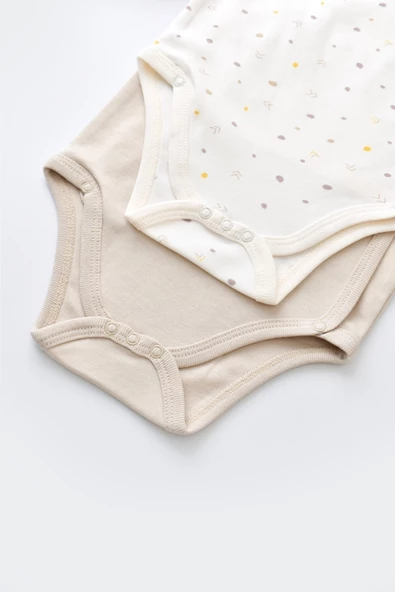 Bebek 2 Parça Kruvaze Body, %100 Organik Pamuk, Bebek ve Yenidoğan Serisi - CSY5756 - 5