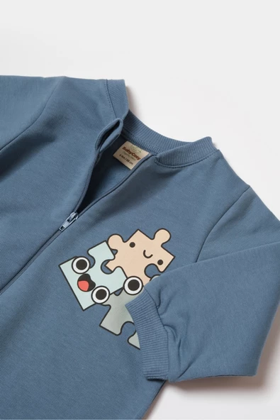 Bebek Fermuarlı Tulum, %100 Organik Pamuk, Bebek ve Yenidoğan Serisi - CSY8029 - 3