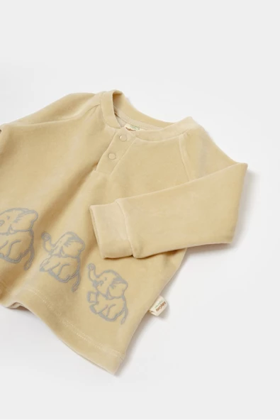 Bebek Pantolon ve Uzun Kollu Tişört Seti, %80 Organik Pamuk & %20 Polyester, Bebek ve Yenidoğan Serisi - CSYK6047 - 4