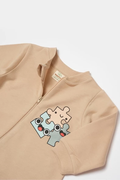 Bebek Fermuarlı Tulum, %100 Organik Pamuk, Bebek ve Yenidoğan Serisi - CSY8031 - 5